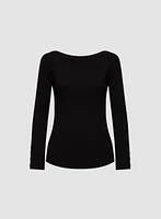 Rhinestone Detail Rib Knit Pullover