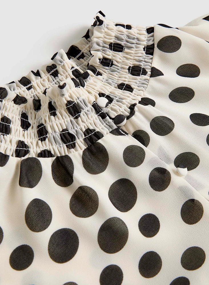 Polka Dot Chiffon Blouse