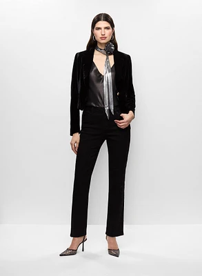 Veste en velours et jean brodé