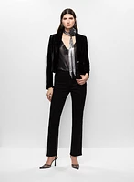 Veste en velours et jean brodé