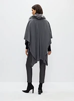 Poncho à col amovible en fausse fourrure
