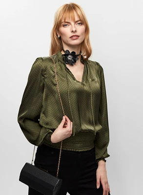 Polka Dot Motif Satin Blouse