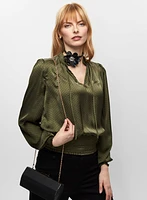 Polka Dot Motif Satin Blouse