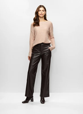 Pull à sequins et pantalon en cuir végane