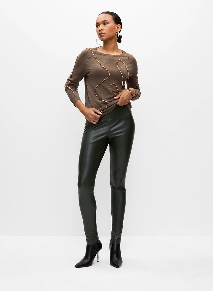 Pantalon à jambe étroite en cuir végane