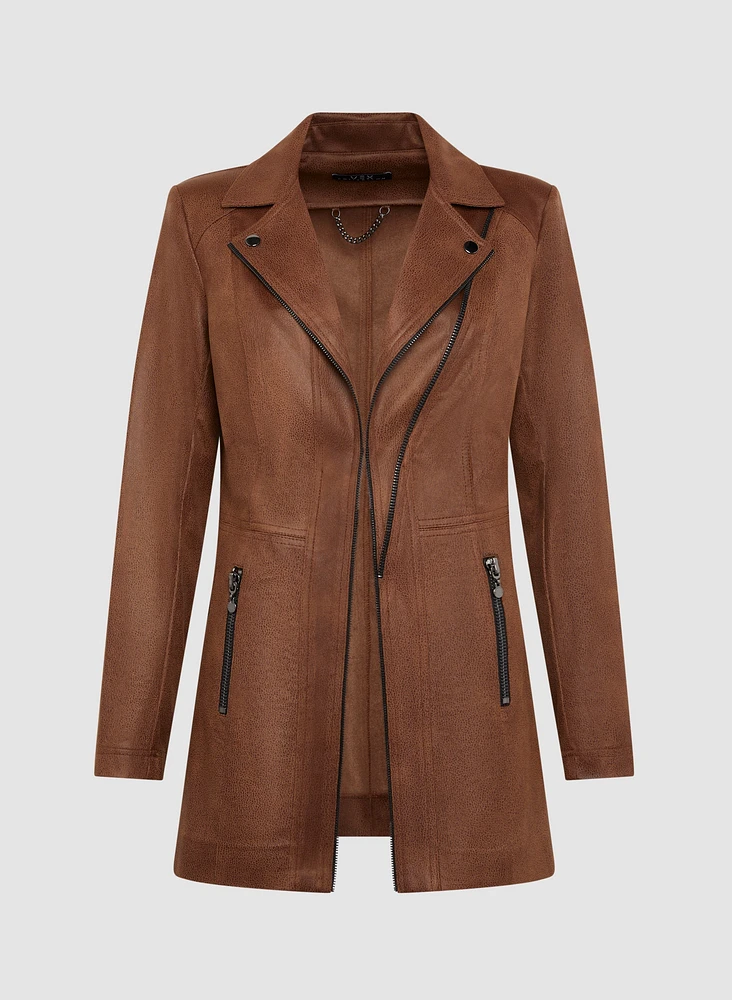 Vex - Veste style redingote en faux suède