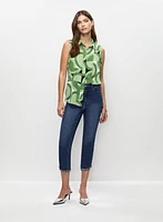 Embellished Hem Denim Capris