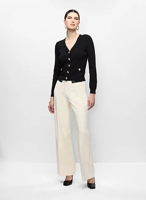Cardigan à boutons dorés et pantalon évasé