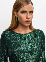 Robe en sequins à encolure bateau