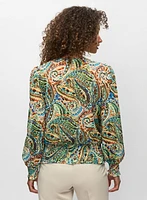 Smocked Paisley Blouse