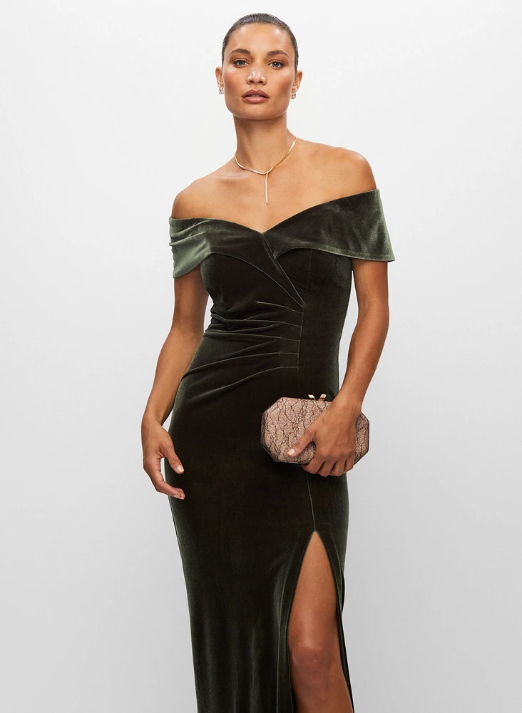 Velvet Off-the-Shoulder Dress