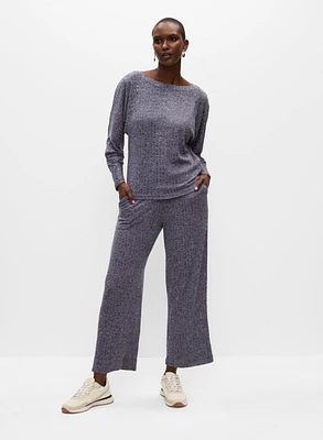 Dolman Sleeve Melange Knit Top