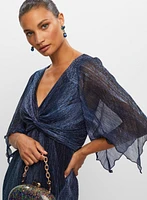 Metallic Flutter Sleeve Dress