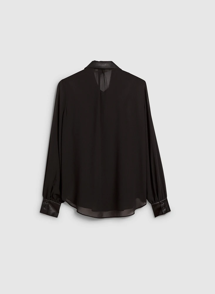 Sequin Ruffle Button-Up Blouse