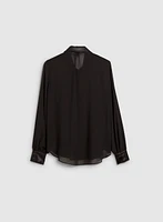 Sequin Ruffle Button-Up Blouse