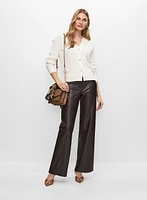 Cardigan à boutons et pantalon en cuir végane