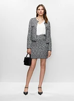 Cardigan court et jupe en tissu bouclé