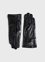 Contrast Stitch Leather Gloves