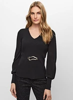 Pull coupe péplum à boucle ouverte