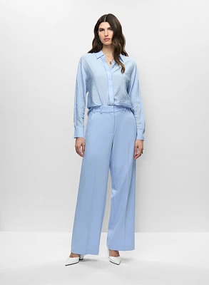 Chemisier à effet froissé et pantalon jambe large