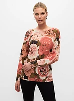 Haut à motif de roses et détail en strass