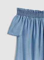 Robe droite en tencel à encolure bateau