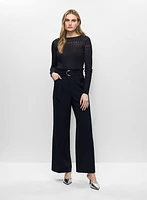 Pull en tricot pointelle et pantalon large