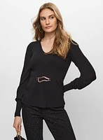Pull coupe péplum à boucle ouverte