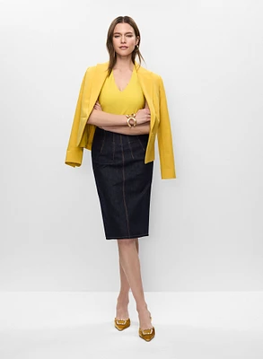 Blazer court et jupe en denim