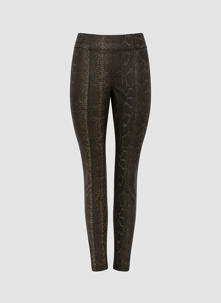 Kayla Pull-On Snakeskin Print Pants