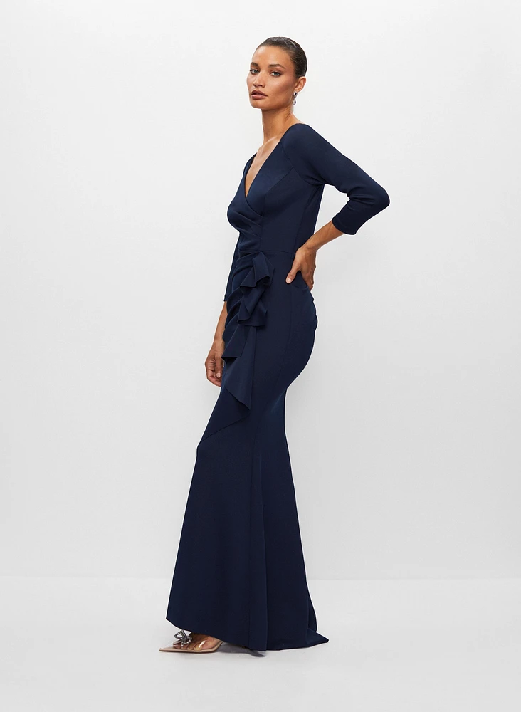 V-Neck Ruffle Detail Dress