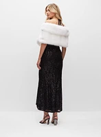 Rhinestone Clip Faux Fur Stole