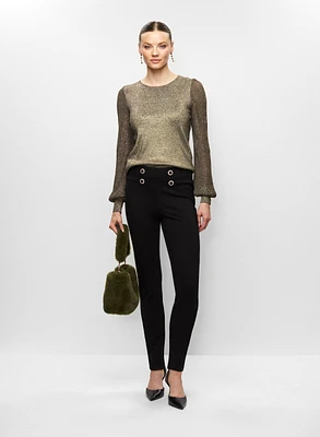 Pantalon droit et pull en lurex