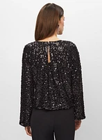 Sequin Detail Crew Neck Top