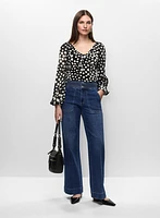 Haut à motif pois et jean à jambe large