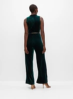 Velvet Belt Detail Jumpsuit