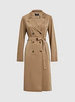 Faux Suede Trench Coat
