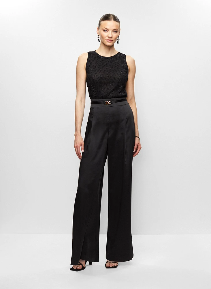 Haut à motifs perlés et pantalon large