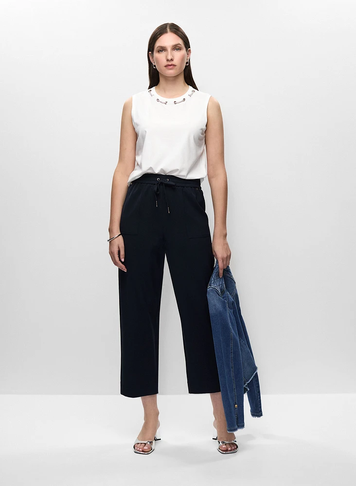 Veste courte en denim et pantalon à taille élastique