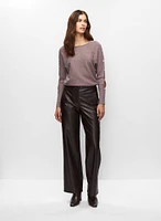 Pull ajouré et pantalon en cuir végane