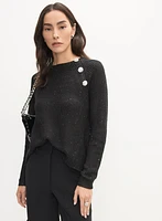 Pull asymétrique à boutons fantaisie