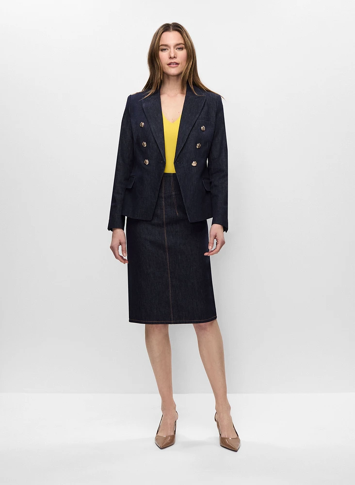 Veste en denim et jupe crayon