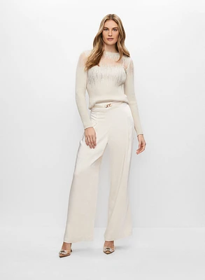 Pull à insert transparent et pantalon large