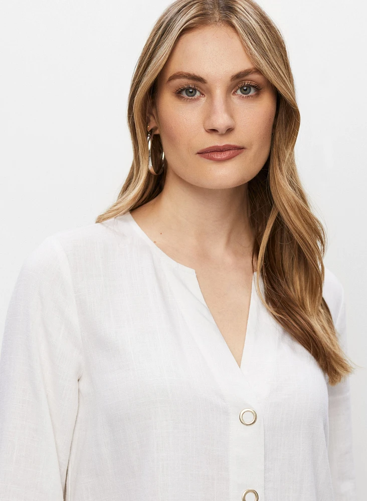 3/4 Sleeve V-Neck Blouse