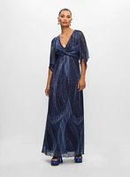 Metallic Flutter Sleeve Dress