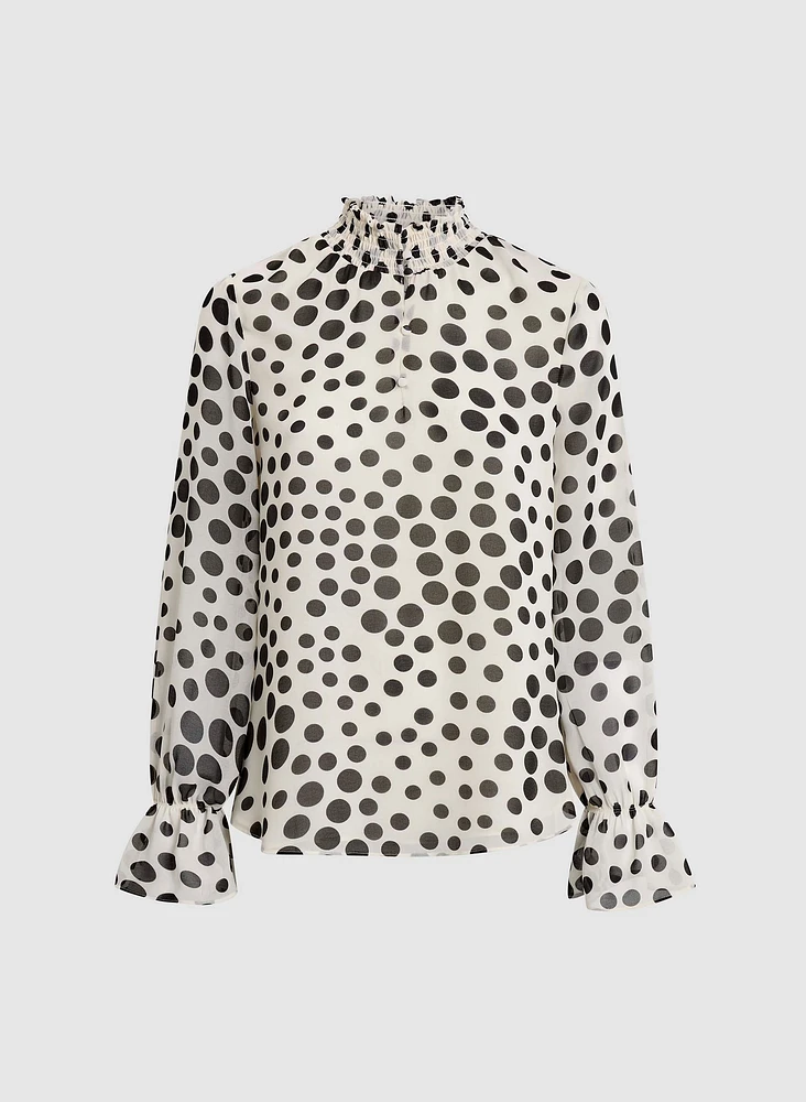 Blouse à pois en chiffon