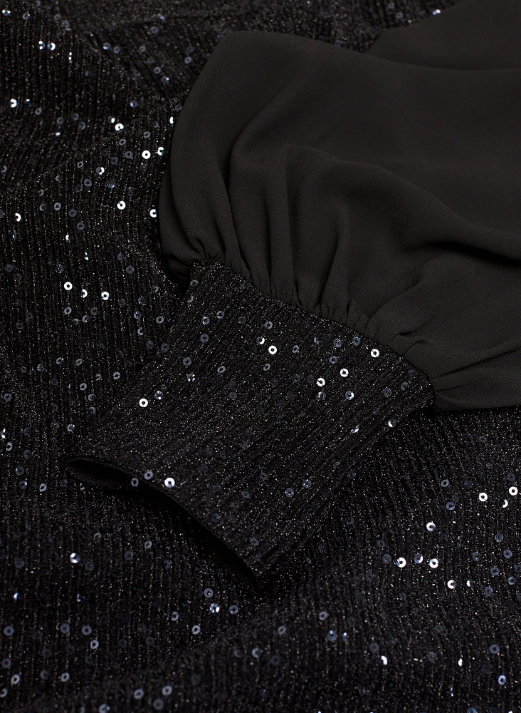 Sequin Embellished Chiffon Sleeve Top