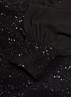 Sequin Embellished Chiffon Sleeve Top