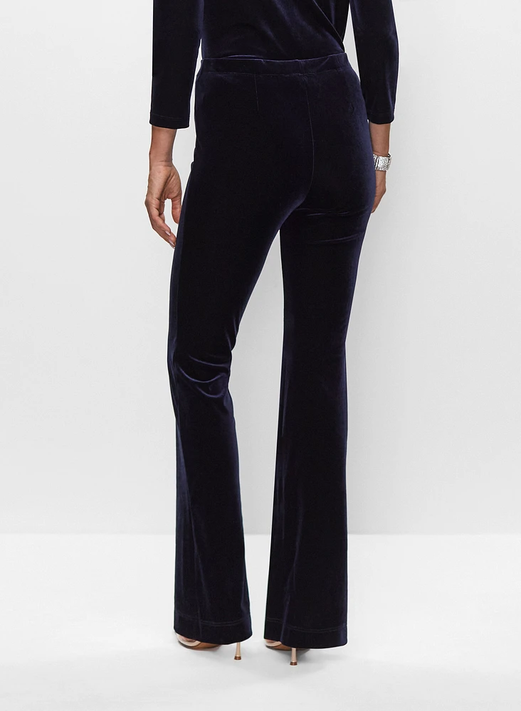 Velour Flare Leg Pull-On Pants