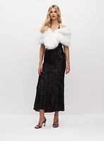 Rhinestone Clip Faux Fur Stole